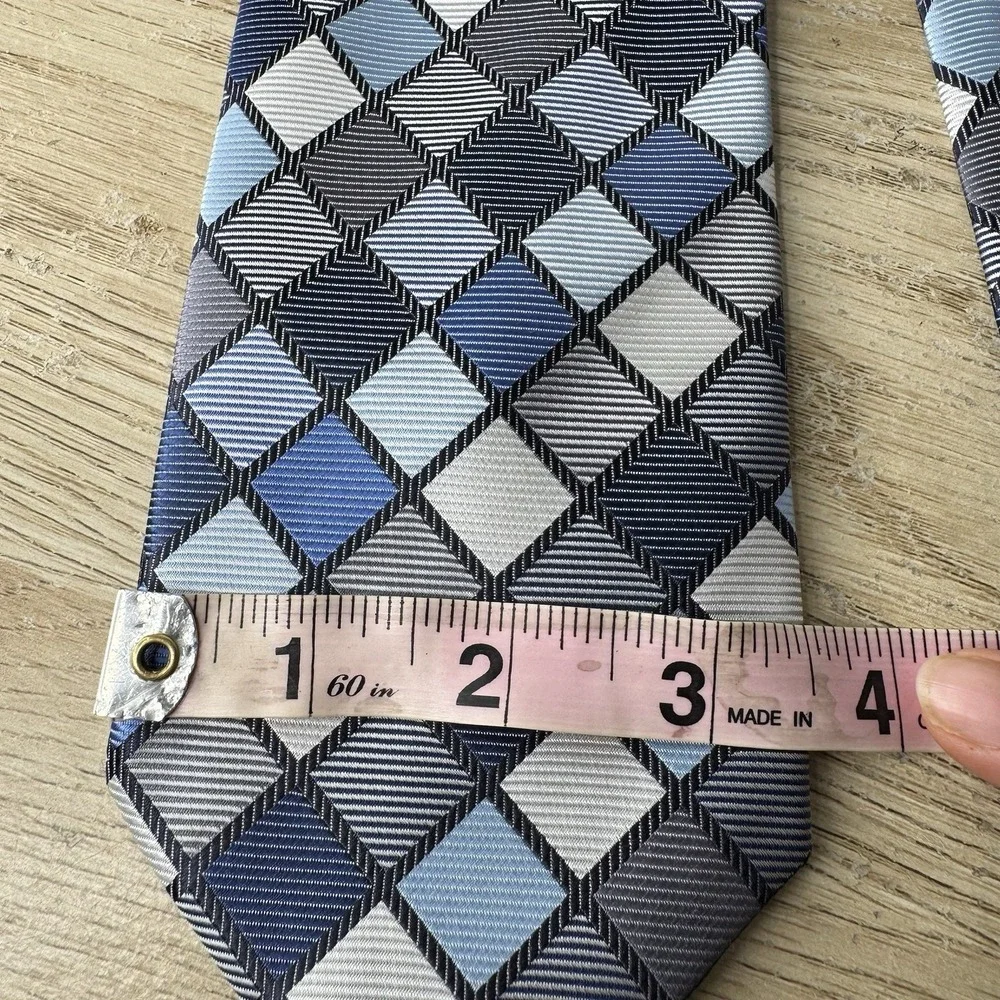 Giorgio Brutini Collezione‎ Collection Blue Plaid Diamonds Necktie Mens Tie